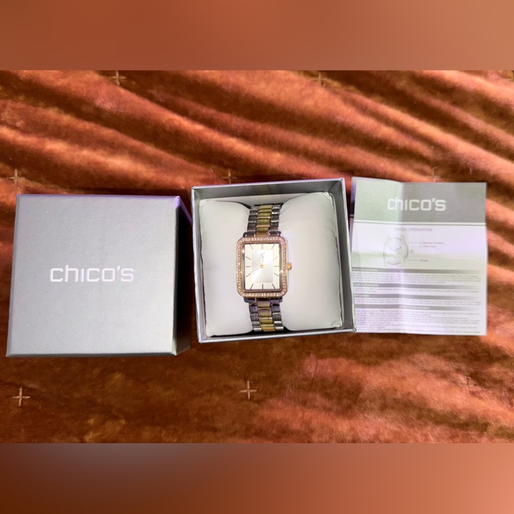 Brand new CHICO silver and gold tone FASHION WATCH